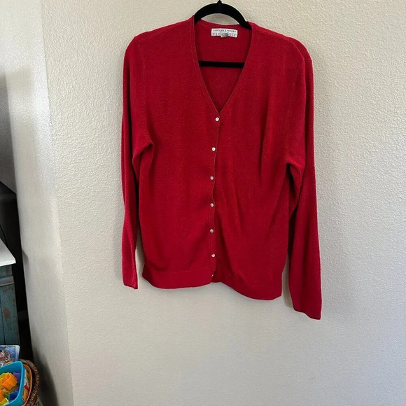 Carolyn Taylor Red Cardigan Size Large - Picture 1 of 7